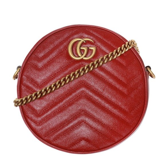 Gucci GG Mini Marmont Round Shoulder Bag in Red - Picture 3 of 3